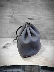 Large waxed leather drawstring pouch
